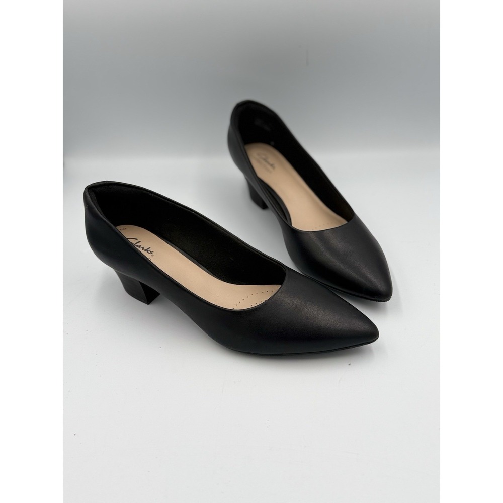 Clarks Teresa Step Pump Heel Shoes Women's 9.5M  Black Pointed Slip On Casual - Picture 3 of 10